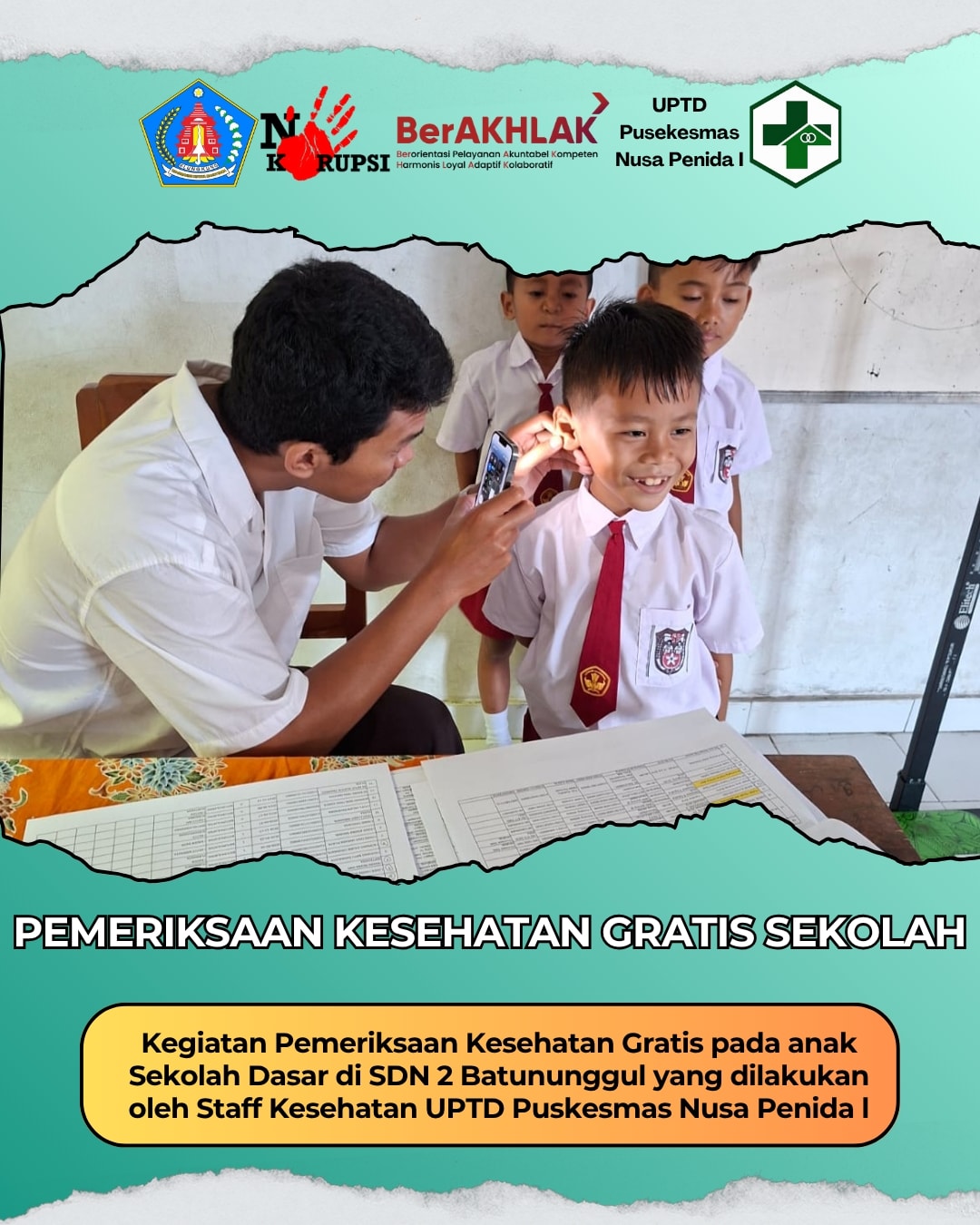 Pemeriksaan Kesehatan Gratis untuk Anak Sekolah di SD Negeri 2 Batununggul